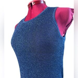 Vintage cobalt blue Sleeveless form fitting rib Knit Top